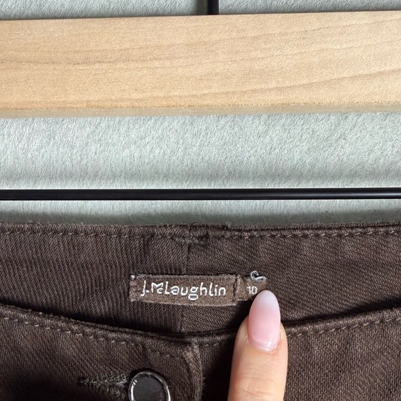 J. McLaughlin Women’s Brown Straight Leg Button Pull On Ankle Pants Size 10 - Picture 3 of 10